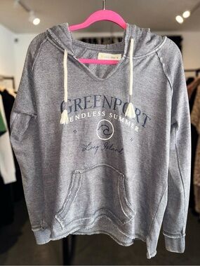 Ocean Drive Gray Pullover Greenport Long Island Hoodie. Size Medium